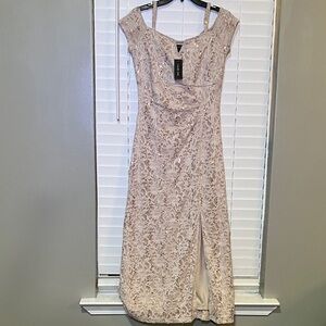Sophisticated Lace Maxi Dress in Cream